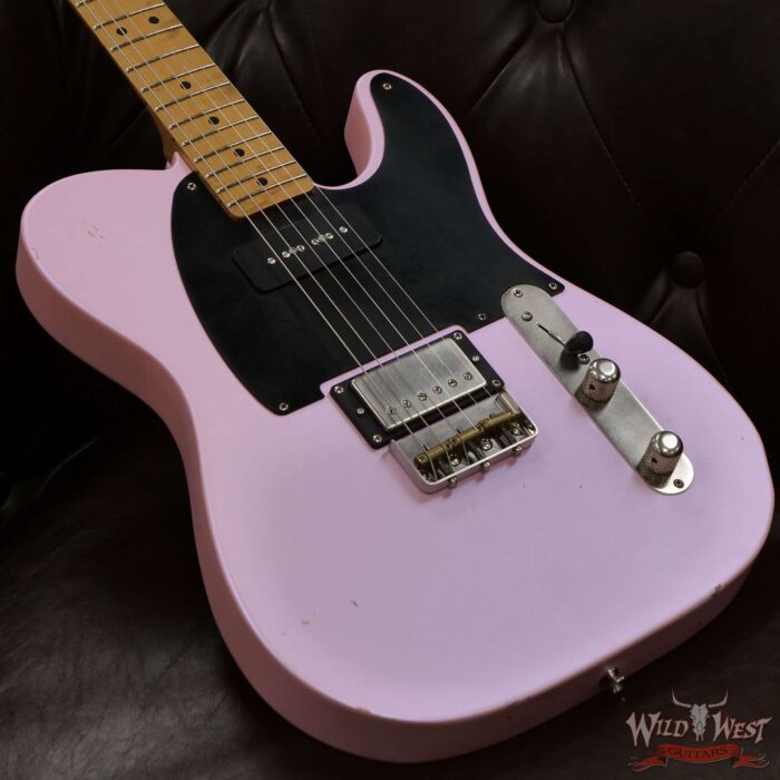 LsL T-Bone One Alder Body with Roasted Maple Neck P90 and Humbucker Light Aging Ice Pink - Image 8