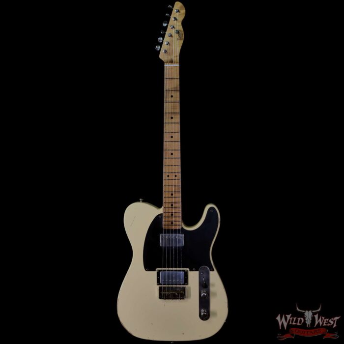 LsL T-Bone One Alder Body Roasted Flame Maple Neck Double Humbucker HH Medium Aging Blonde - Image 3