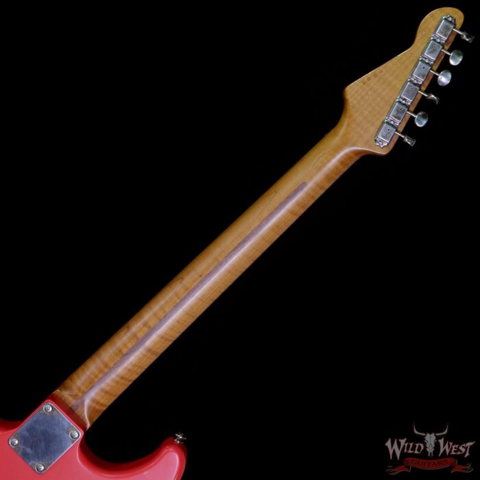 LsL Saticoy One HSS Alder Body Roasted Flame Maple Neck Rosewood Fingerboard Medium Aged Matte Fiesta Red - Image 5