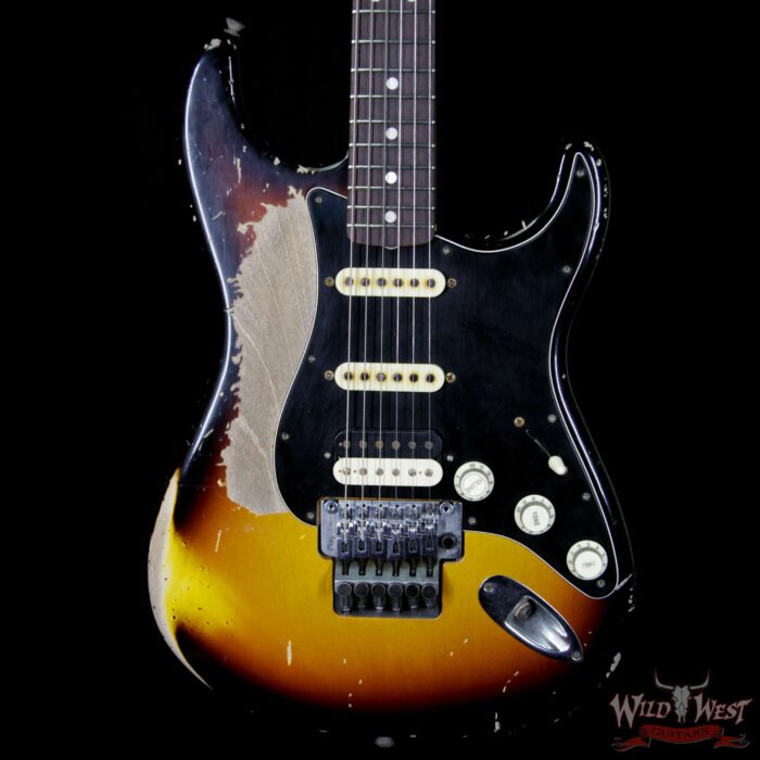 2018 Fender Custom Shop Masterbuilt John Cruz 1965 Stratocaster Relic Floyd Rose HSS 3 Tone Sunburst - Image 3
