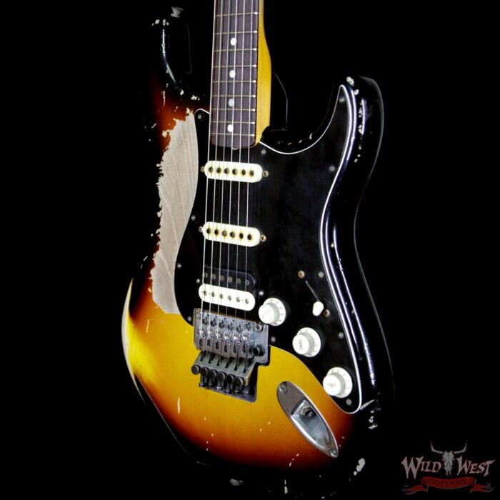 2018 Fender Custom Shop Masterbuilt John Cruz 1965 Stratocaster Relic Floyd Rose HSS 3 Tone Sunburst - Image 2