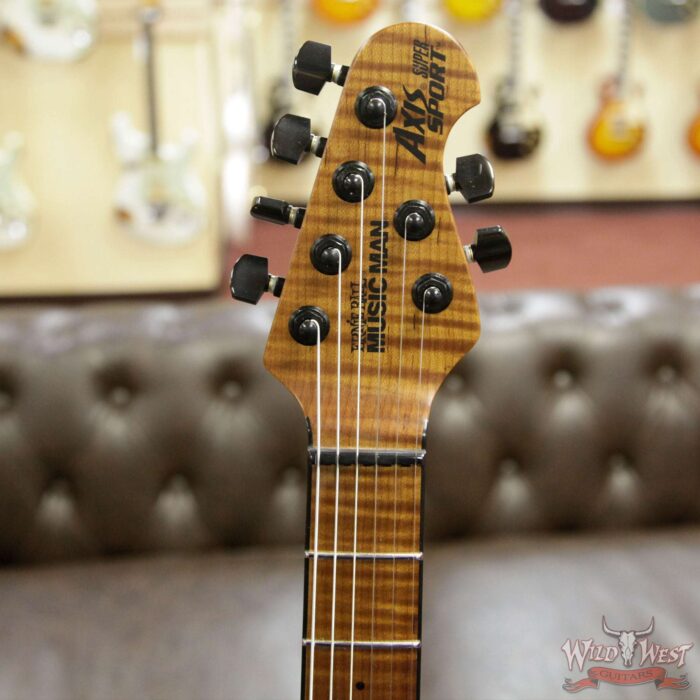 2018 Ernie Ball Music Man BFR Axis Super Sport Limited # 36 of 85 Buckeye Burl Top Roasted Flame Maple Neck Natural - Image 8