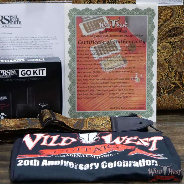 PRS Wild West Guitars 20th Anniversary Limited Run # 35 of 40 Wood Library Artist Package Custom 24 Flame Maple Neck Brazilian Rosewood Board Blood Orange - Image 13