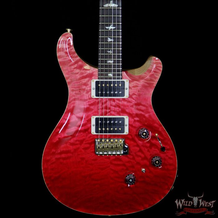 PRS Wood Library 10 Top Custom 24 Piezo Quilt Maple Top Flame Neck Brazilian Rosewood Board Bonnie Pink Fade - Image 3