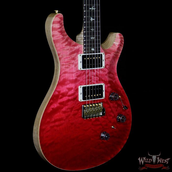 PRS Wood Library 10 Top Custom 24 Piezo Quilt Maple Top Flame Neck Brazilian Rosewood Board Bonnie Pink Fade - Image 4