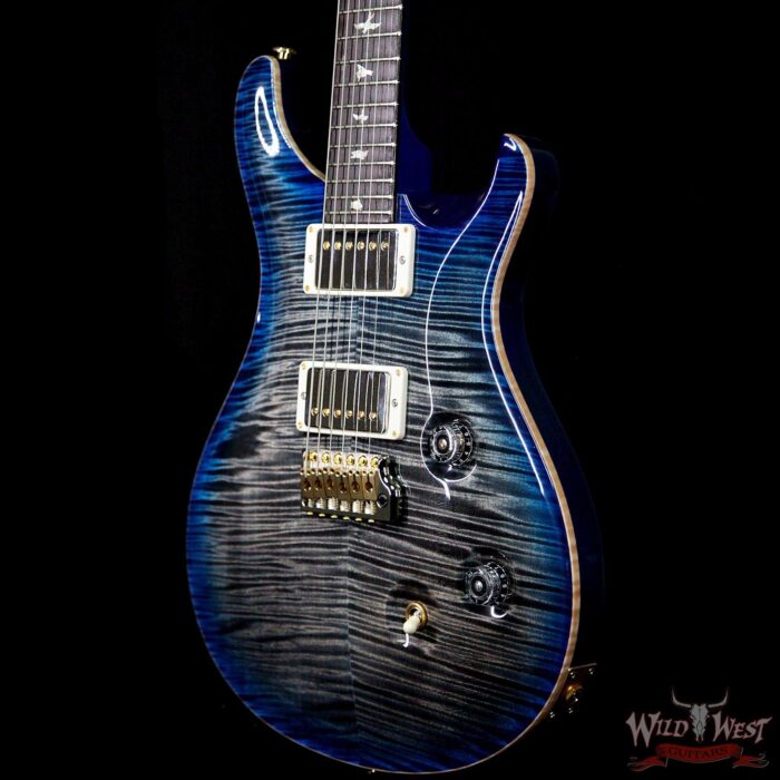 PRS Wood Library 10 Top Custom 24 Korina Neck with Cocobolo Fingerboard Charcoal Blue Burst - Image 2
