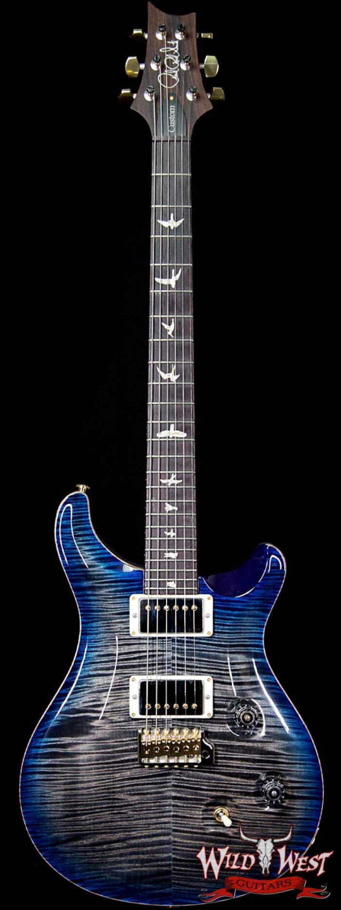 PRS Wood Library 10 Top Custom 24 Korina Neck with Cocobolo Fingerboard Charcoal Blue Burst - Image 1