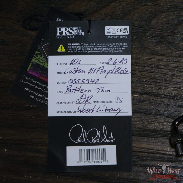 Paul Reed Smith PRS Wood Library 10 Top Custom 24 Floyd Rose Ebony Fingerboard Stained Flame Maple Neck Eriza Verde - Image 12
