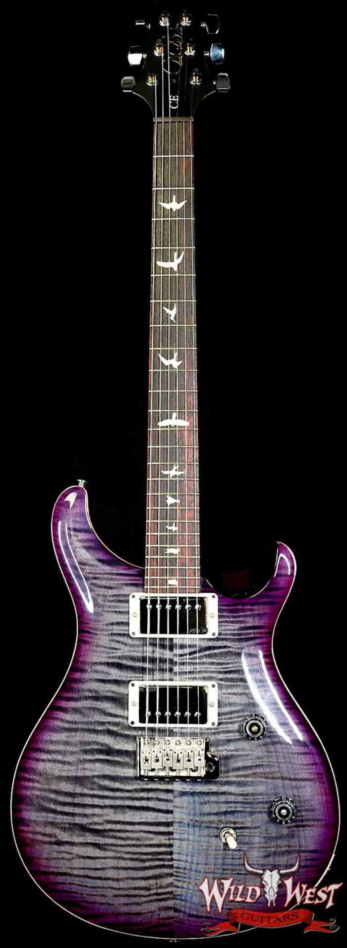 Paul Reed Smith PRS Wild West Guitars Special Run CE 24 Painted Black Neck 57/08 Covered Pickups Faded Grey Black Purple Burst 8.20 LBS - Image 1