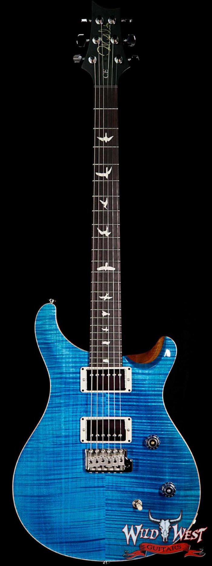 PRS Wild West Guitars Special Run CE 24 Flame Top Painted Neck 57/08 Pickups Blue Matteo - Image 1
