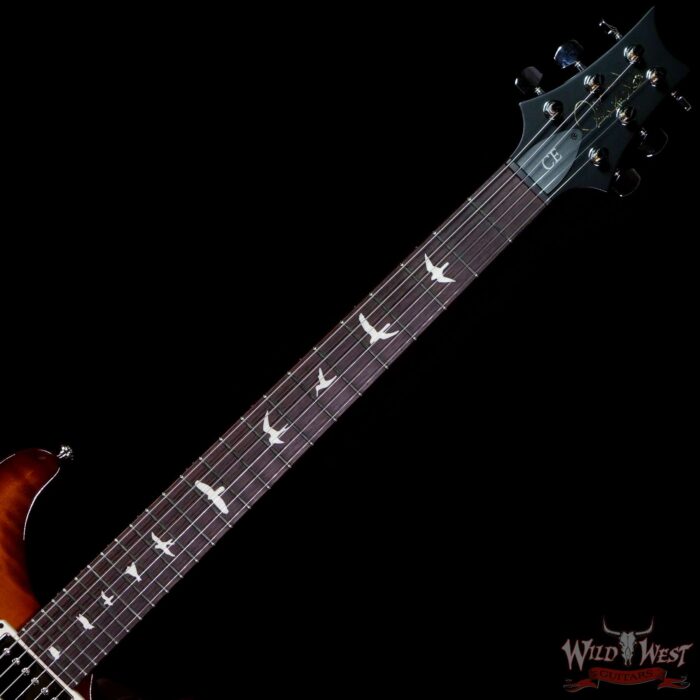PRS Wild West Guitars Special Run Flame Top Black Neck CE 24 57/08 Pickups Violin Amber Burst 313835 - Image 4