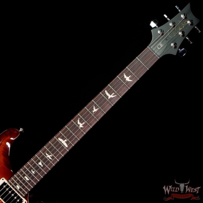 PRS Wild West Guitars Special Run Flame Top Black Neck CE 24 57/08 Pickups Violin Amber Burst - Image 4