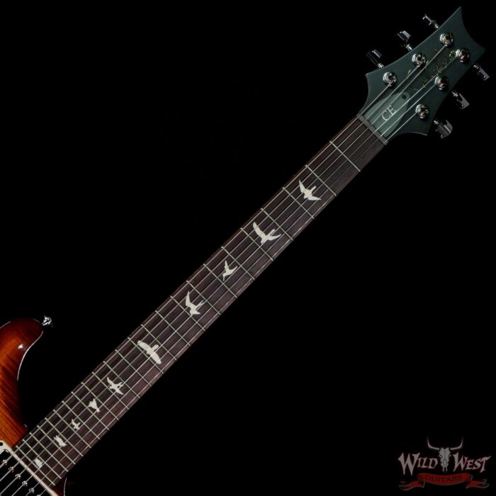 PRS Wild West Guitars Special Run Flame Top Black Neck CE 24 57/08 Pickups Violin Amber Burst 322360 - Image 4