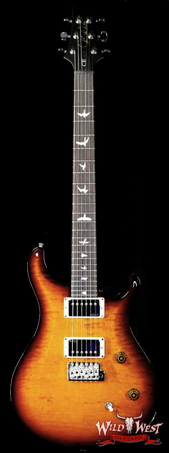 Paul Reed Smith PRS Wild West Guitars 2023 Special Run CE 24 Painted Black Neck 57/08 Pickups Violin Amber Sunburst 7.85 LBS - Image 1