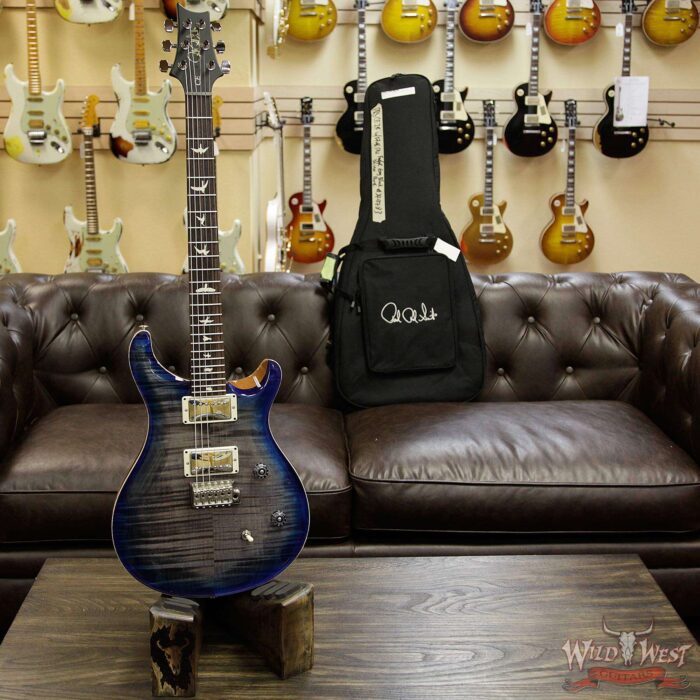 PRS Wild West Guitars Special Run CE 24 Flame Top 57/08 Pickups Faded Grey Black Blue Burst 244783 - Image 8