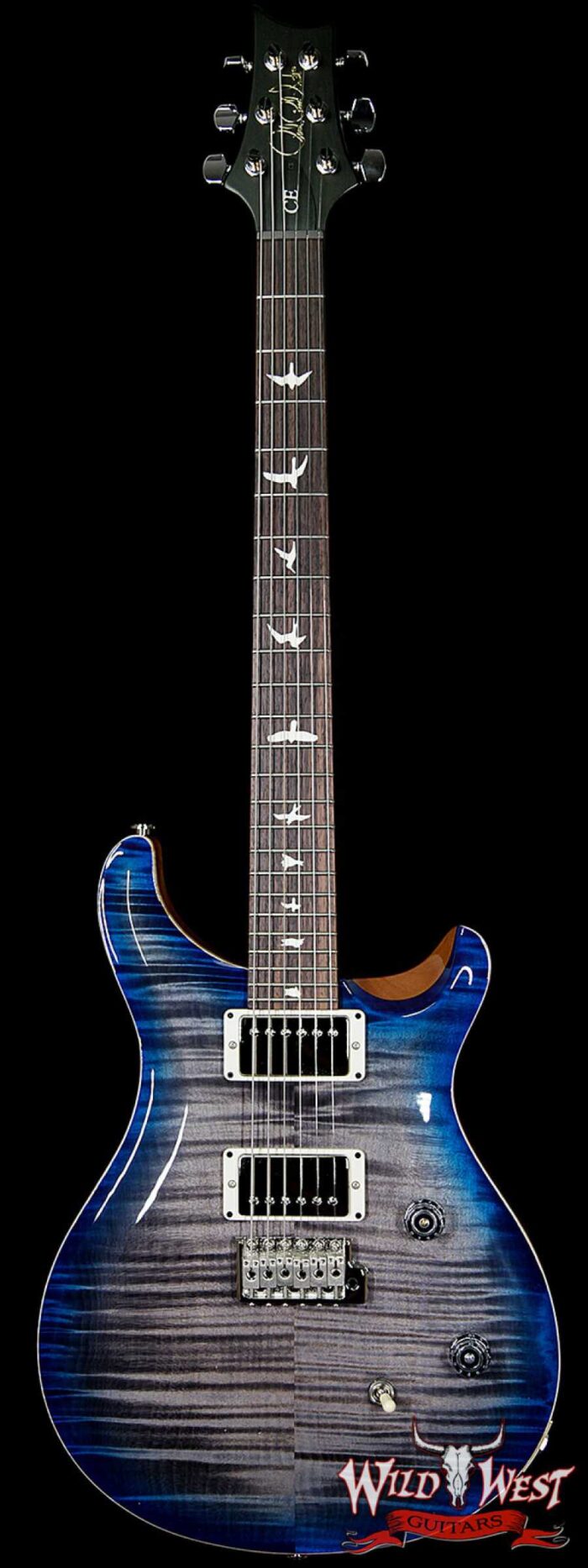PRS Wild West Guitars Special Run CE 24 Flame Top 57/08 Pickups Faded Grey Black Blue Burst 244783 - Image 1