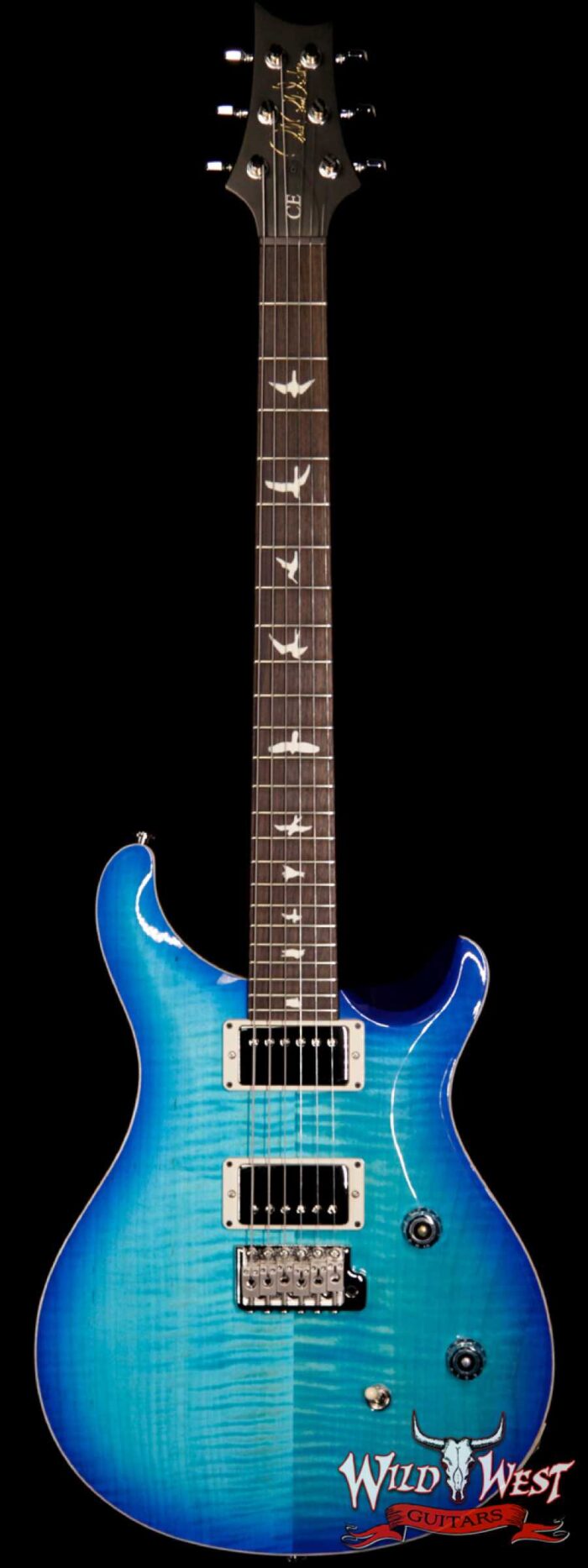 PRS Wild West Guitars Special Run CE 24 Flame Top Painted Neck 57/08 Pickups Makena Blue 290165 - Image 1