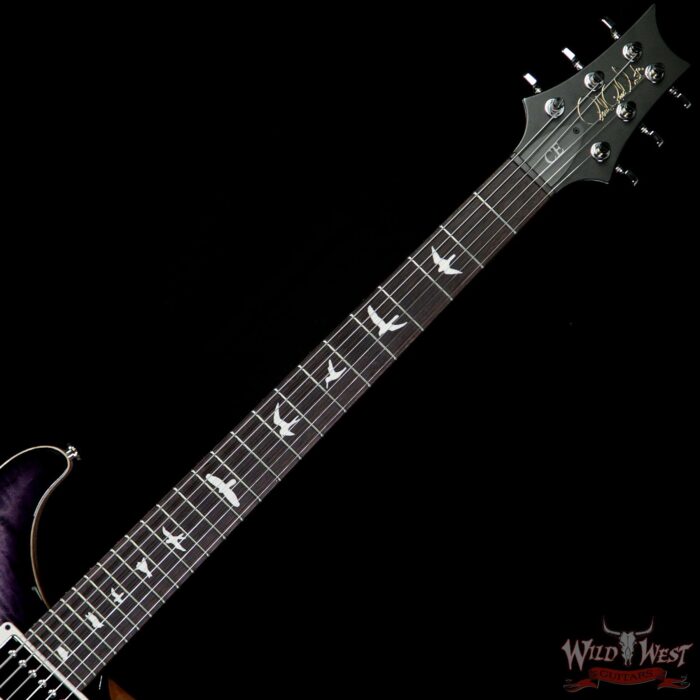 PRS Wild West Guitars Special Run CE 24 Flame Top Painted Neck 57/08 Pickups Faded Gray Black Purple Burst 292566 - Image 4