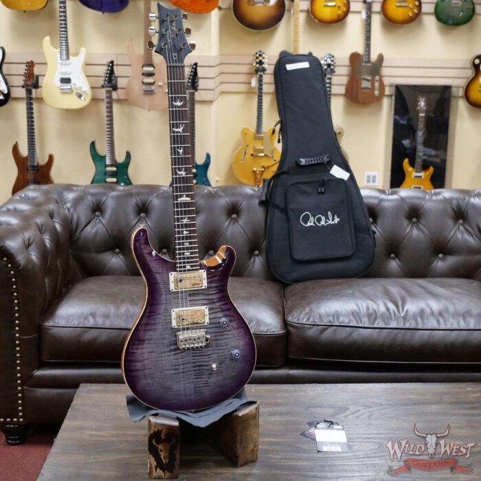 PRS Wild West Guitars Special Run Flame Top Black Neck CE 24 Faded Gray Black Purple Burst 318524 - Image 5