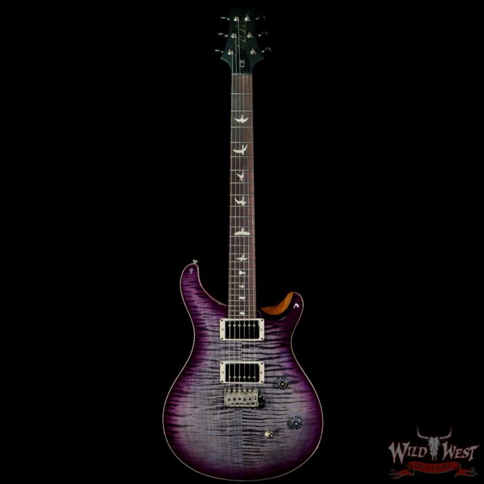 PRS Wild West Guitars Special Run Flame Top Black Neck CE 24 Faded Gray Black Purple Burst 318524 - Image 3