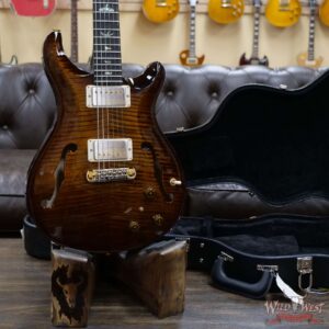 PRS Core Flame 10 Top Hollowbody II Piezo HB2 Rosewood Fingerboard Black Gold Burst - Image 7