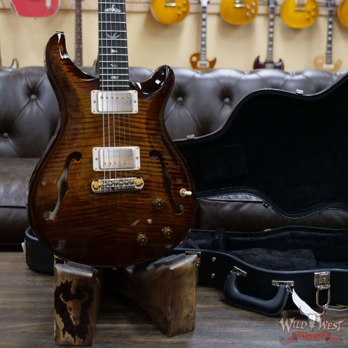 PRS Core Flame 10 Top Hollowbody II Piezo HB2 Rosewood Fingerboard Black Gold Burst - Image 7