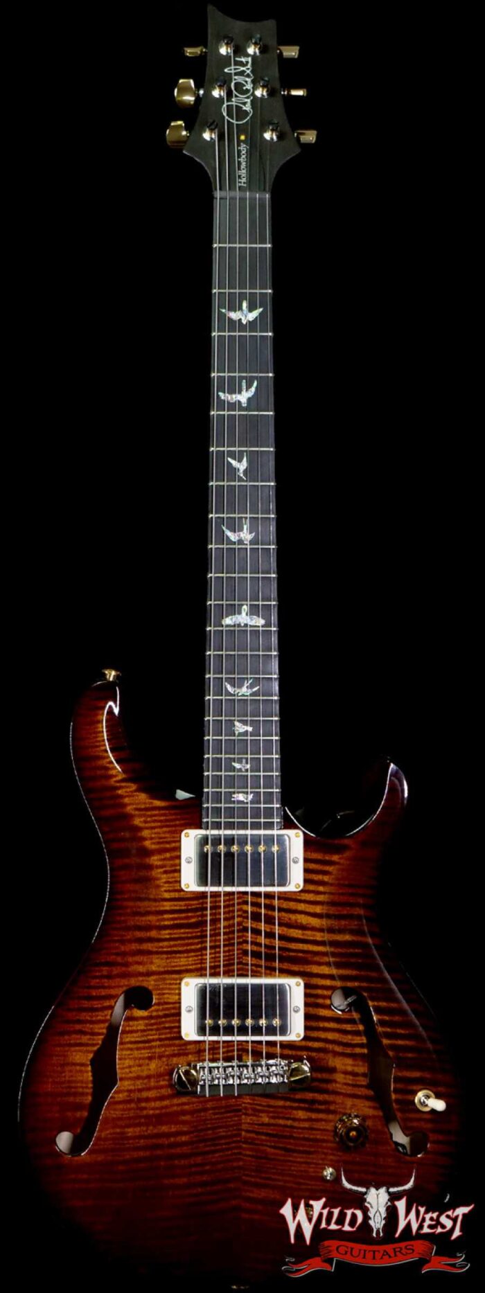 PRS Core Flame 10 Top Hollowbody II Piezo HB2 Rosewood Fingerboard Black Gold Burst - Image 1