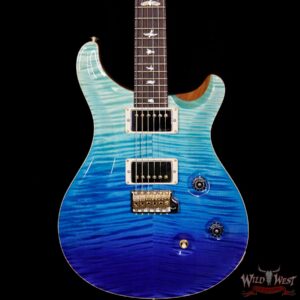 2018 PRS Wood Library 10 Top Custom 24 Flame Top Korina Neck Cocobolo Board Blue Fade - Image 3
