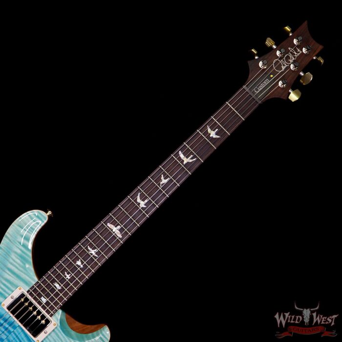 2018 PRS Wood Library 10 Top Custom 24 Flame Top Korina Neck Cocobolo Board Blue Fade - Image 8