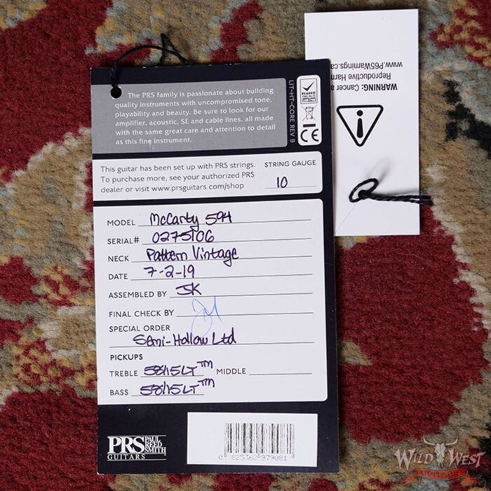 PRS Core 10 Top Flame Maple McCarty 594 Semi-Hollow Rosewood Fingerboard Dark Cherry Burst Wrap - Image 11