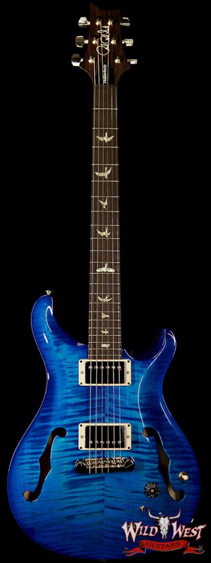 PRS HB2 Hollowbody II Piezo Flame Maple Top & Back Rosewood Fingerboard Faded Blue Wrap Burst