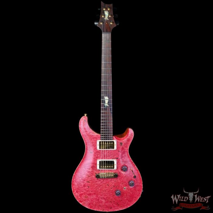 Paul Reed Smith PRS Private Stock # 11317 Custom 24 Piezo Stoptail Maple Burl Top Madagascar Rosewood Fingerboard Bonnie Pink 7.80 lbs - Image 3