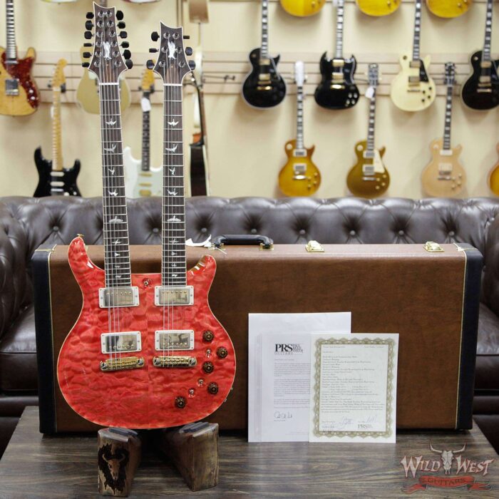 PRS Private Stock #7827 Doubleneck McCarty 594 Semi-Hollow Piezo Brazilian Rosewood Board Salmon - Image 11
