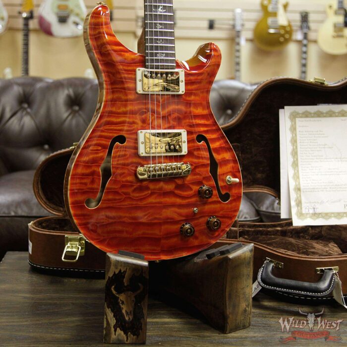 PRS Private Stock #8134 Hollowbody II Piezo Quilted Maple Top & Back Brazilian Rosewood Board Santana Orange - Image 12
