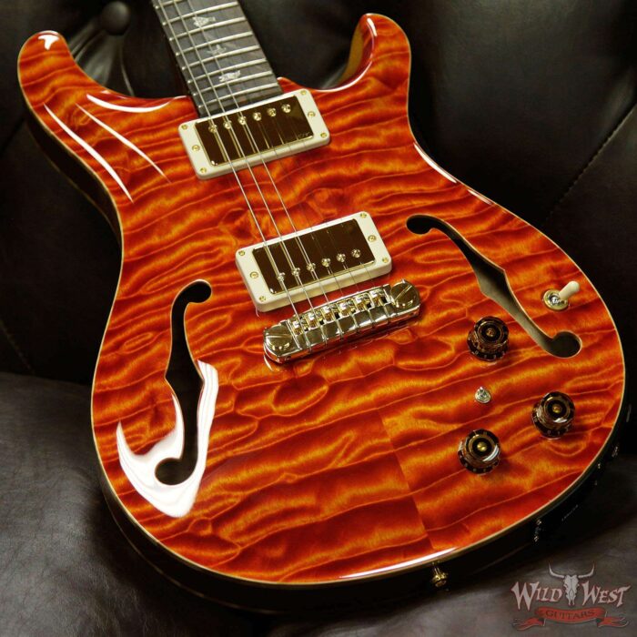 PRS Private Stock #8134 Hollowbody II Piezo Quilted Maple Top & Back Brazilian Rosewood Board Santana Orange - Image 13
