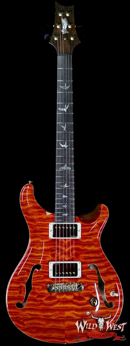 PRS Private Stock #8134 Hollowbody II Piezo Quilted Maple Top & Back Brazilian Rosewood Board Santana Orange