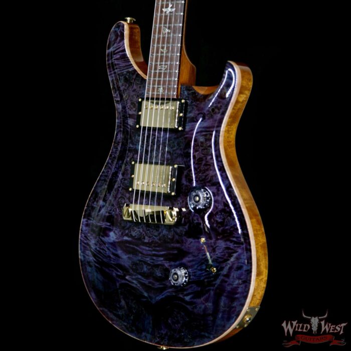 PRS Private Stock #8135 Custom 24 Stoptail Burl Maple Top Brazilian Rosewood Board Aqua Violet - Image 2
