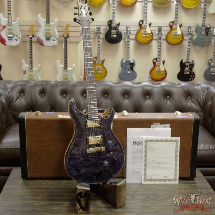 PRS Private Stock #8135 Custom 24 Stoptail Burl Maple Top Brazilian Rosewood Board Aqua Violet - Image 11