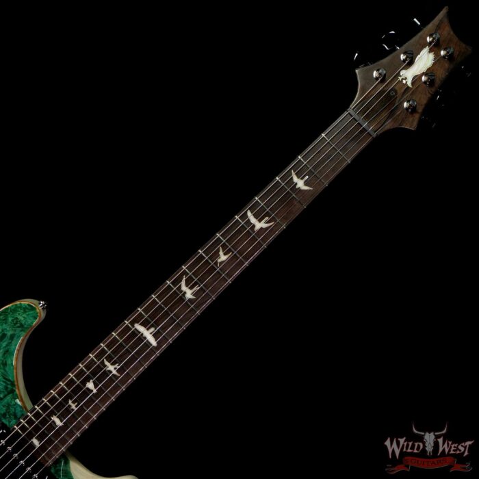 Paul Reed Smith PRS Private Stock # 9124 “Green Heart” Custom 24 Piezo Stoptail Burl Top Brazilian Rosewood Board Bahamian Blue - Image 4