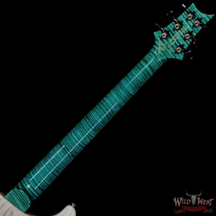 Paul Reed Smith PRS Private Stock # 9124 “Green Heart” Custom 24 Piezo Stoptail Burl Top Brazilian Rosewood Board Bahamian Blue - Image 6