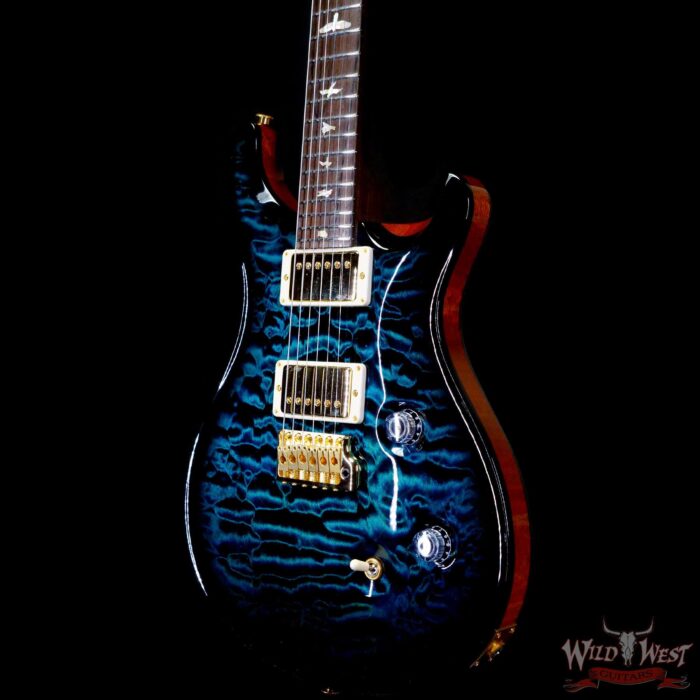 PRS Private Stock #9127 Custom 24 1-Piece Quilt Maple Top & Back Brazilian Rosewood Neck & Board Blue Tourmaline Smoked Burst - Image 2