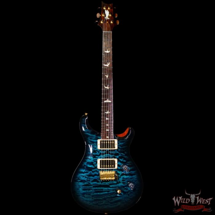 PRS Private Stock #9127 Custom 24 1-Piece Quilt Maple Top & Back Brazilian Rosewood Neck & Board Blue Tourmaline Smoked Burst - Image 3