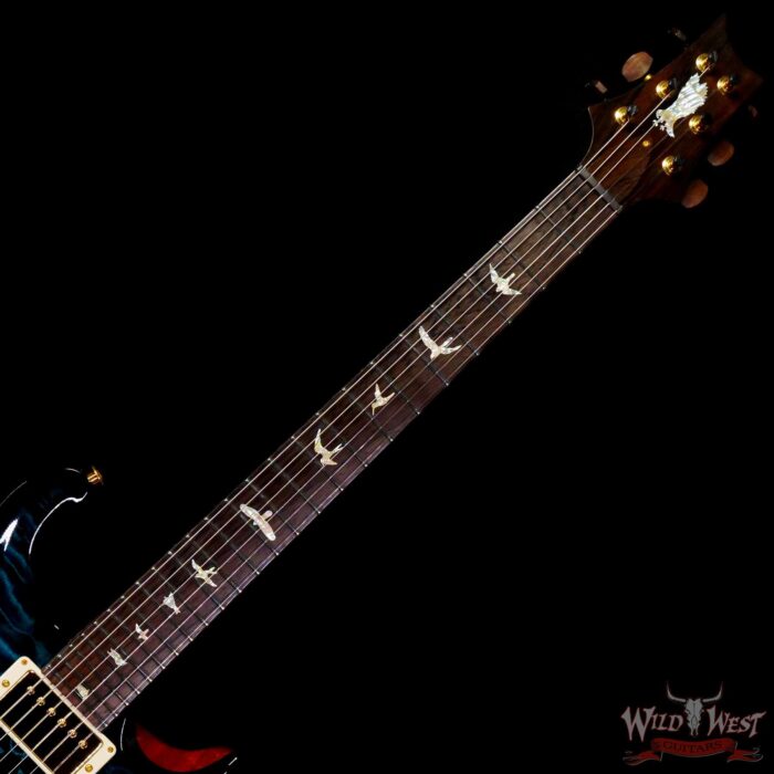 PRS Private Stock #9127 Custom 24 1-Piece Quilt Maple Top & Back Brazilian Rosewood Neck & Board Blue Tourmaline Smoked Burst - Image 4