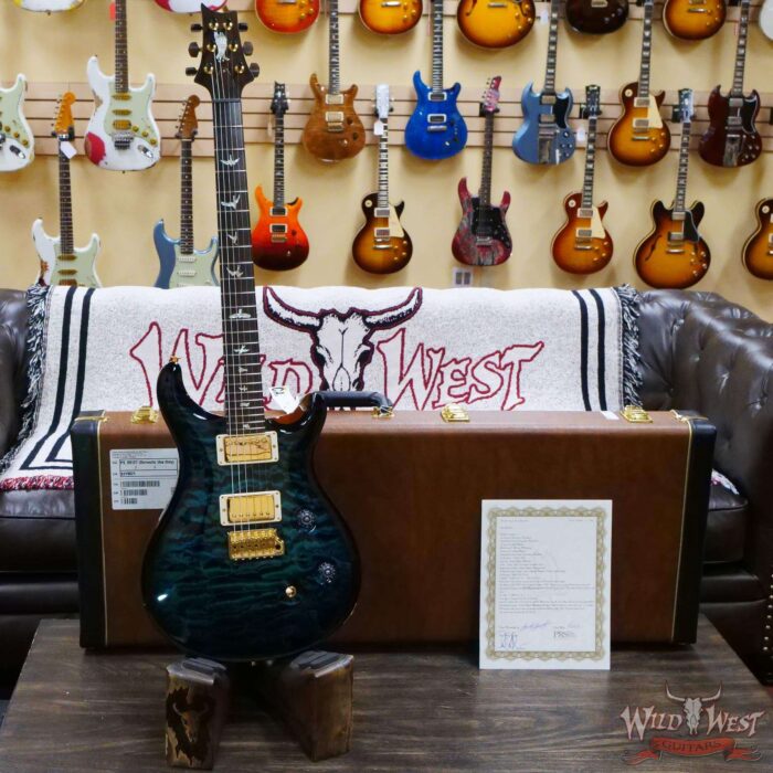 PRS Private Stock #9127 Custom 24 1-Piece Quilt Maple Top & Back Brazilian Rosewood Neck & Board Blue Tourmaline Smoked Burst - Image 6