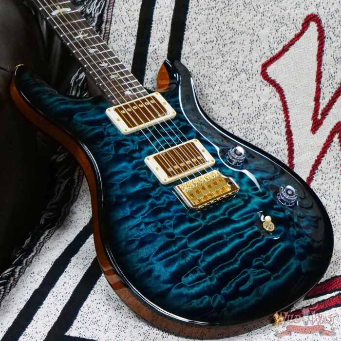 PRS Private Stock #9127 Custom 24 1-Piece Quilt Maple Top & Back Brazilian Rosewood Neck & Board Blue Tourmaline Smoked Burst - Image 8