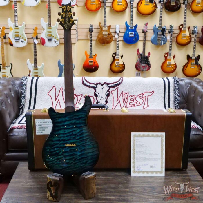 PRS Private Stock #9127 Custom 24 1-Piece Quilt Maple Top & Back Brazilian Rosewood Neck & Board Blue Tourmaline Smoked Burst - Image 9