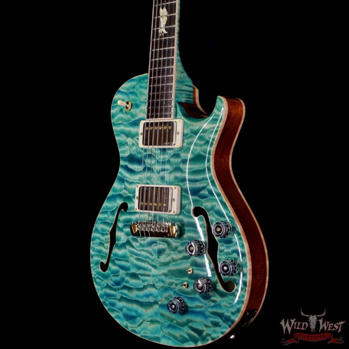 Paul Reed Smith PRS Private Stock # 9128 McCarty 594 Hollowbody II Piezo Singlecut Brazilian Rosewood Board Faded Turquoise - Image 2