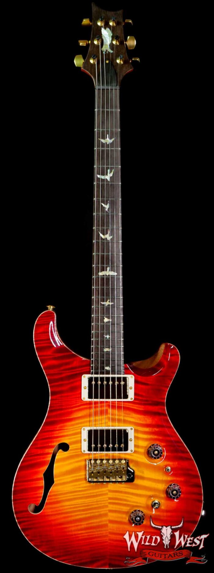 Paul Reed Smith PRS Private Stock # 9135 Custom 24 Piezo Semi-Hollow Flame Neck with Brazilian Rosewood Board Dragon’s Breath Glow - Image 1