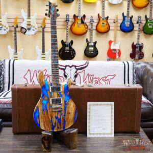 Paul Reed Smith PRS Private Stock #9792 Custom 24 Spalted Maple Top Ash Body & Neck Natural with Blue Smoked Silver Leaf - Image 7