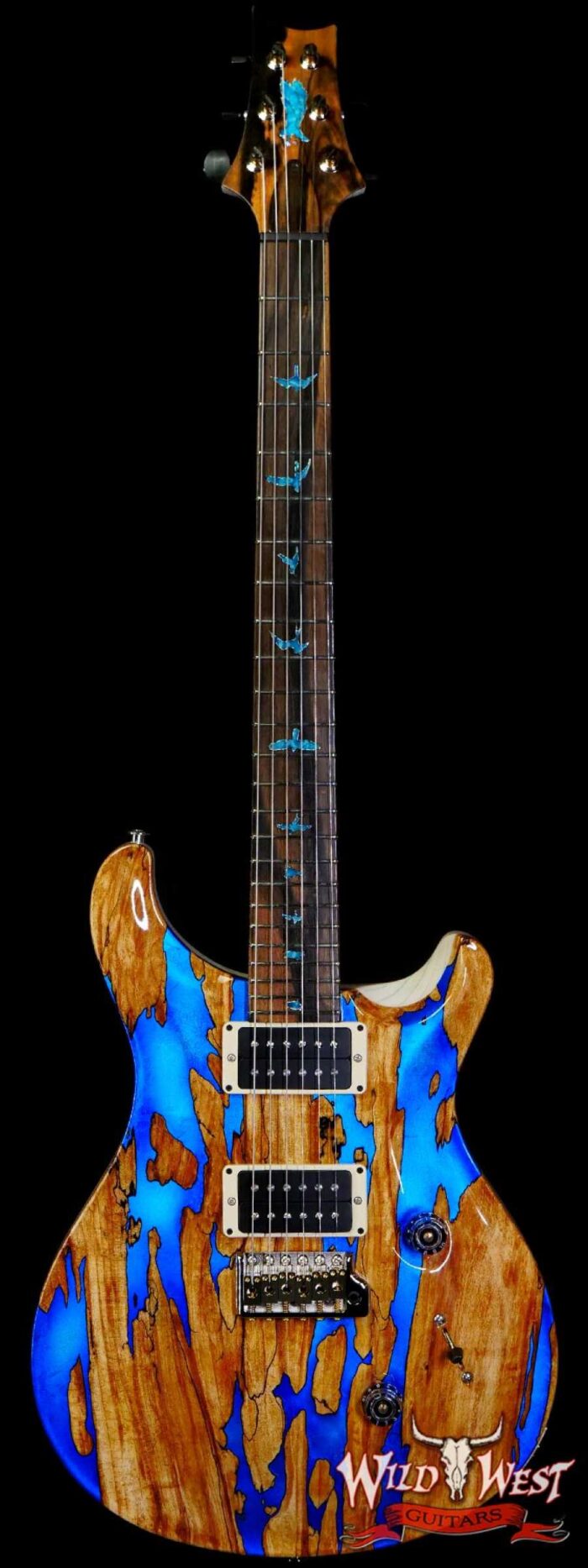 Paul Reed Smith PRS Private Stock #9792 Custom 24 Spalted Maple Top Ash Body & Neck Natural with Blue Smoked Silver Leaf - Image 1